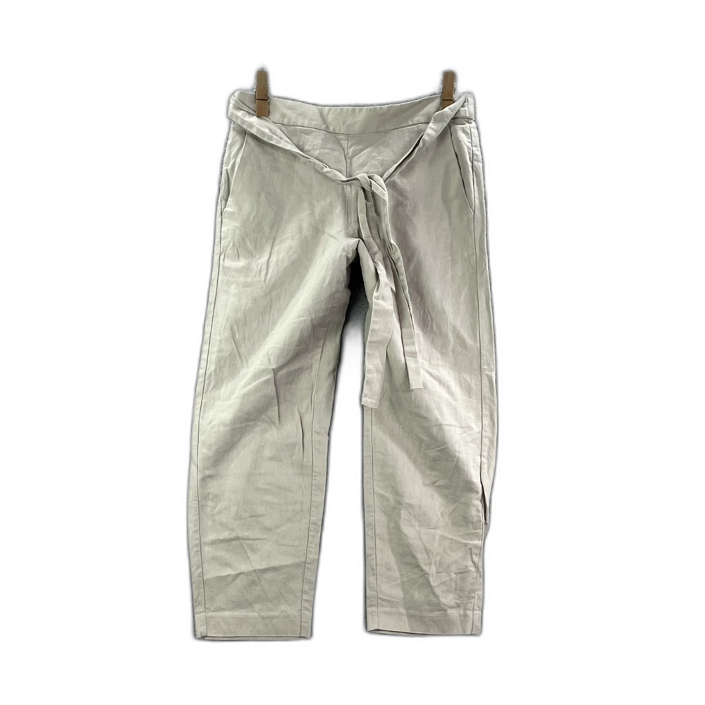 J.Crew Linen Wide Leg Cropped Pants Womens 6 Belted Waist Camping Cocktail Beach